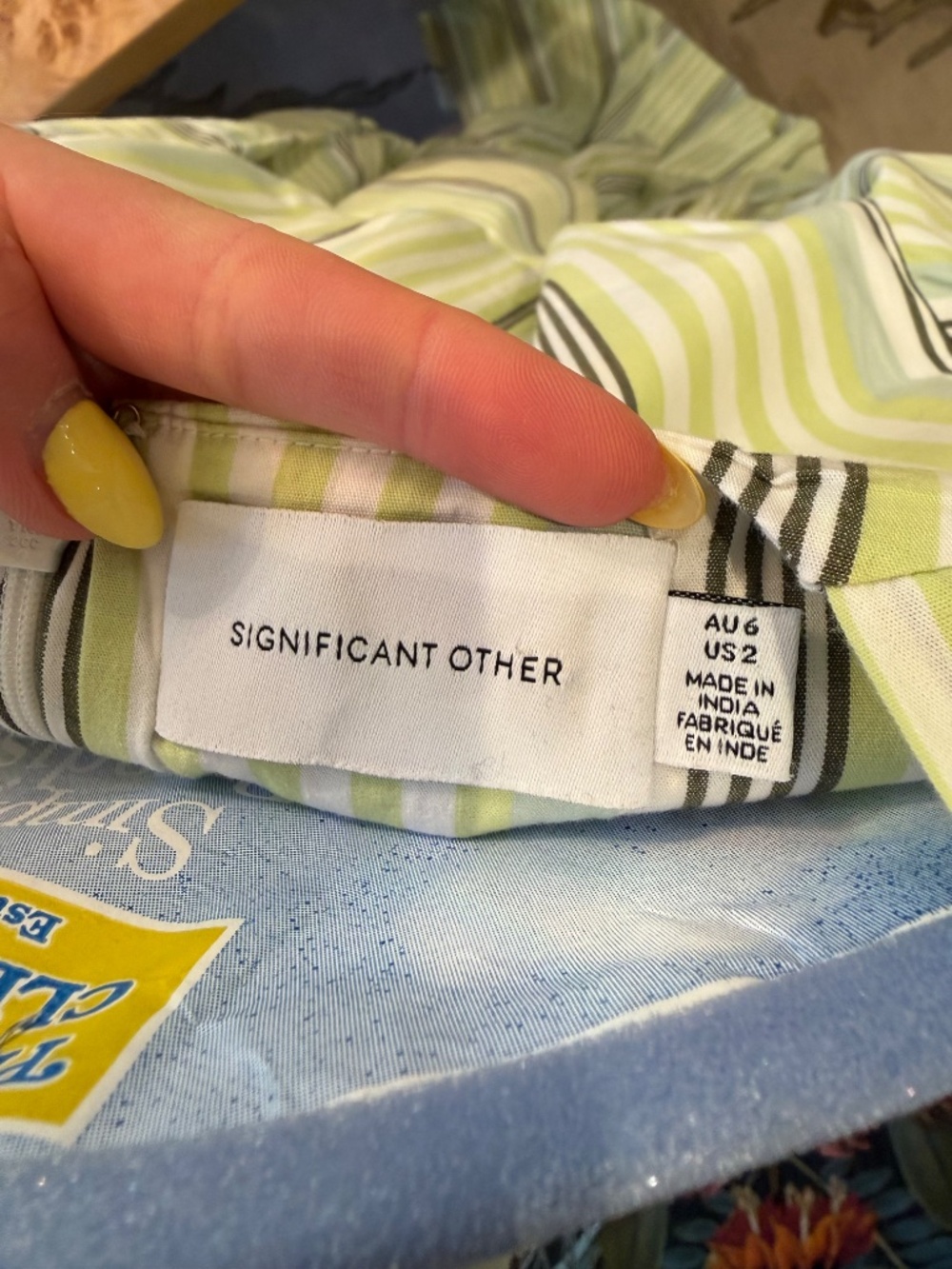 Significant other white and green stripe maxi dress with cutouts and tie detail - Picture 3 of 4
